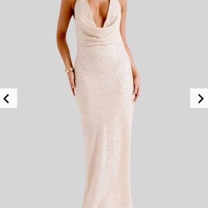 Blakely Halter Sequin Maxi Dress - Cream